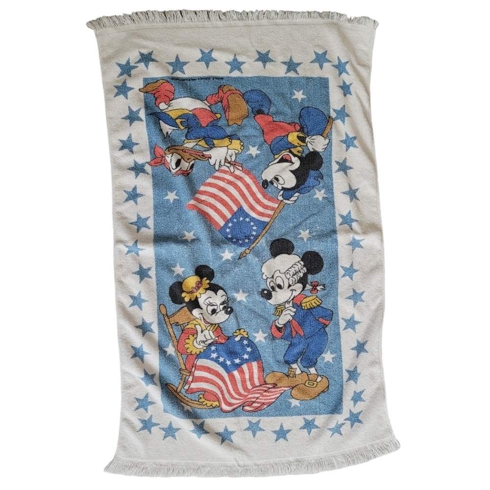 VTG Disney 1776 Americana Mickey Mouse Minnie Stars Towel